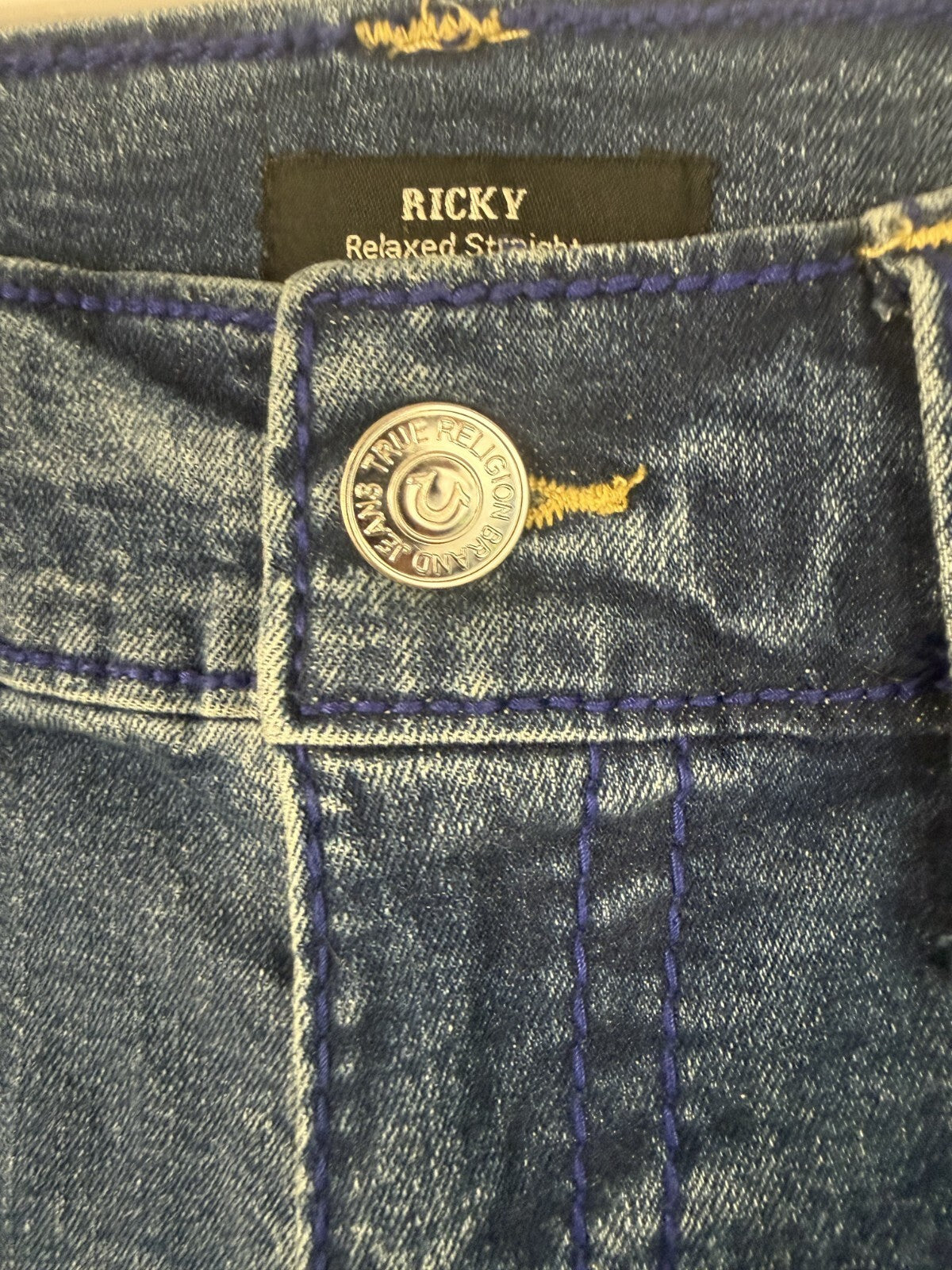 NEW - True Religion Mens Ricky Relaxed Straight Jeans Size 36 x 34