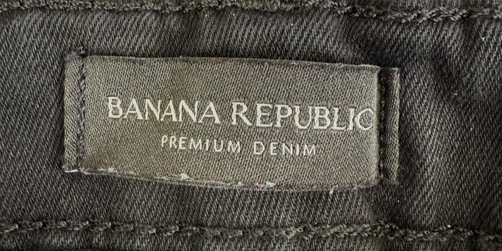 Banana Republic Mid Rise Skinny Jeans Womens Size 30L Black ~zip pockets w/ belt