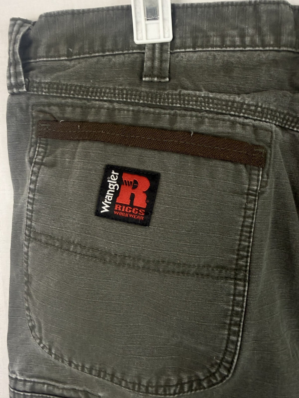Wrangler Pants Mens 38x30 Grey Carpenter Canvas Utility Workwear Cotton Casual