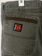 Wrangler Pants Mens 38x30 Grey Carpenter Canvas Utility Workwear Cotton Casual