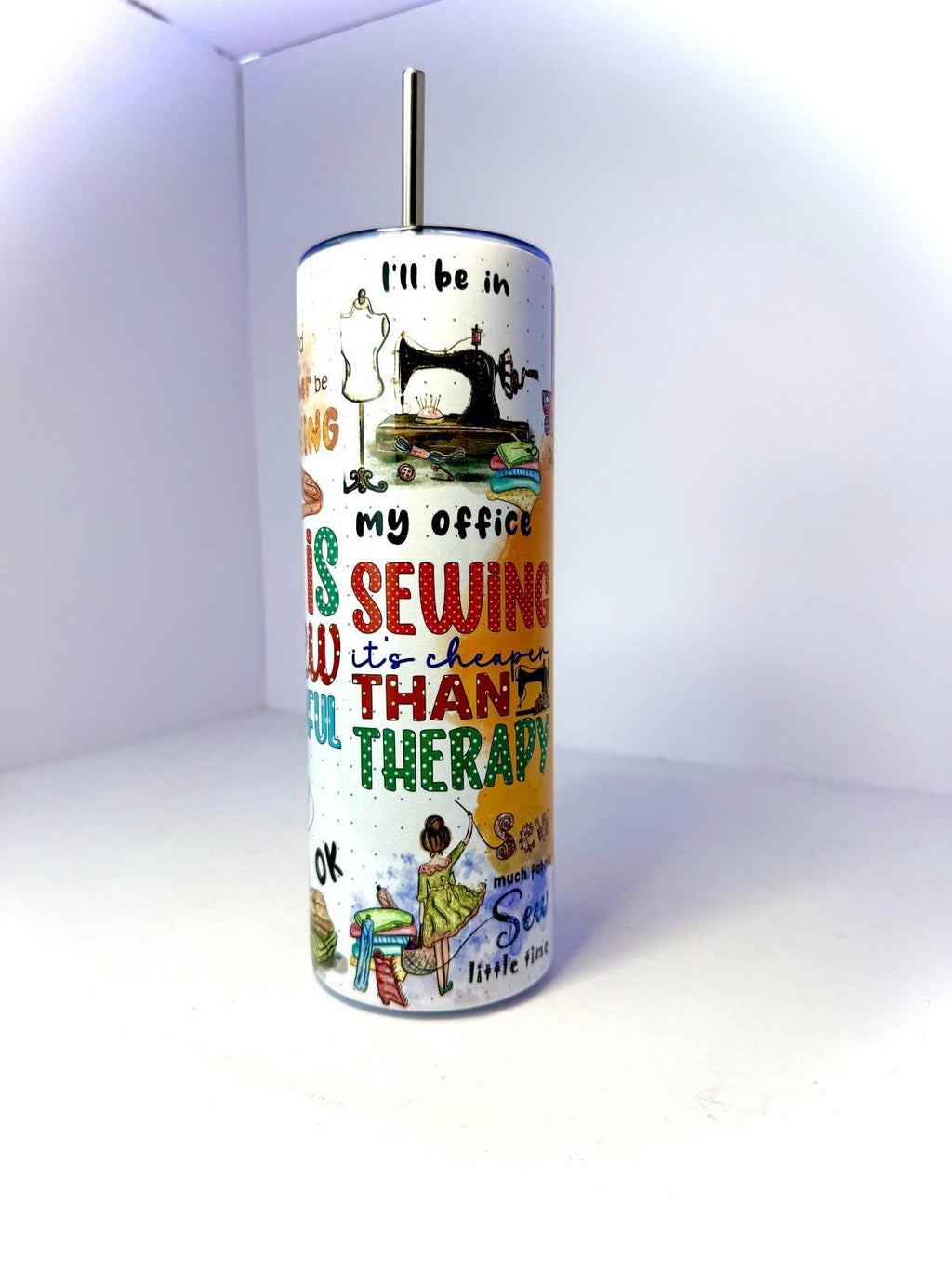 20 oz Funny Sewing Stainless Steel Tumbler with Lid, Straw