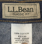 LL Bean Classic Fit Mens Size 42x30 Straight Leg Blue Jeans 100% Cotton