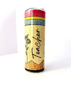 20 oz Teacher Pencil Stainless Steel Tumbler with Lid, Straw - Back to School