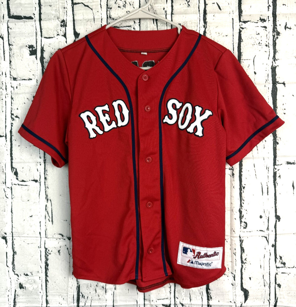 Boston Red Sox Derrig #1 Majestic Jersey Boys Sz M Red SEWN STITCHED!