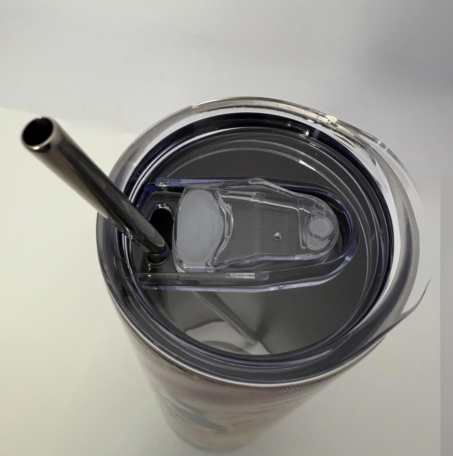 20 oz Jeweled Tiger Stainless Steel Tumbler with Lid, Straw