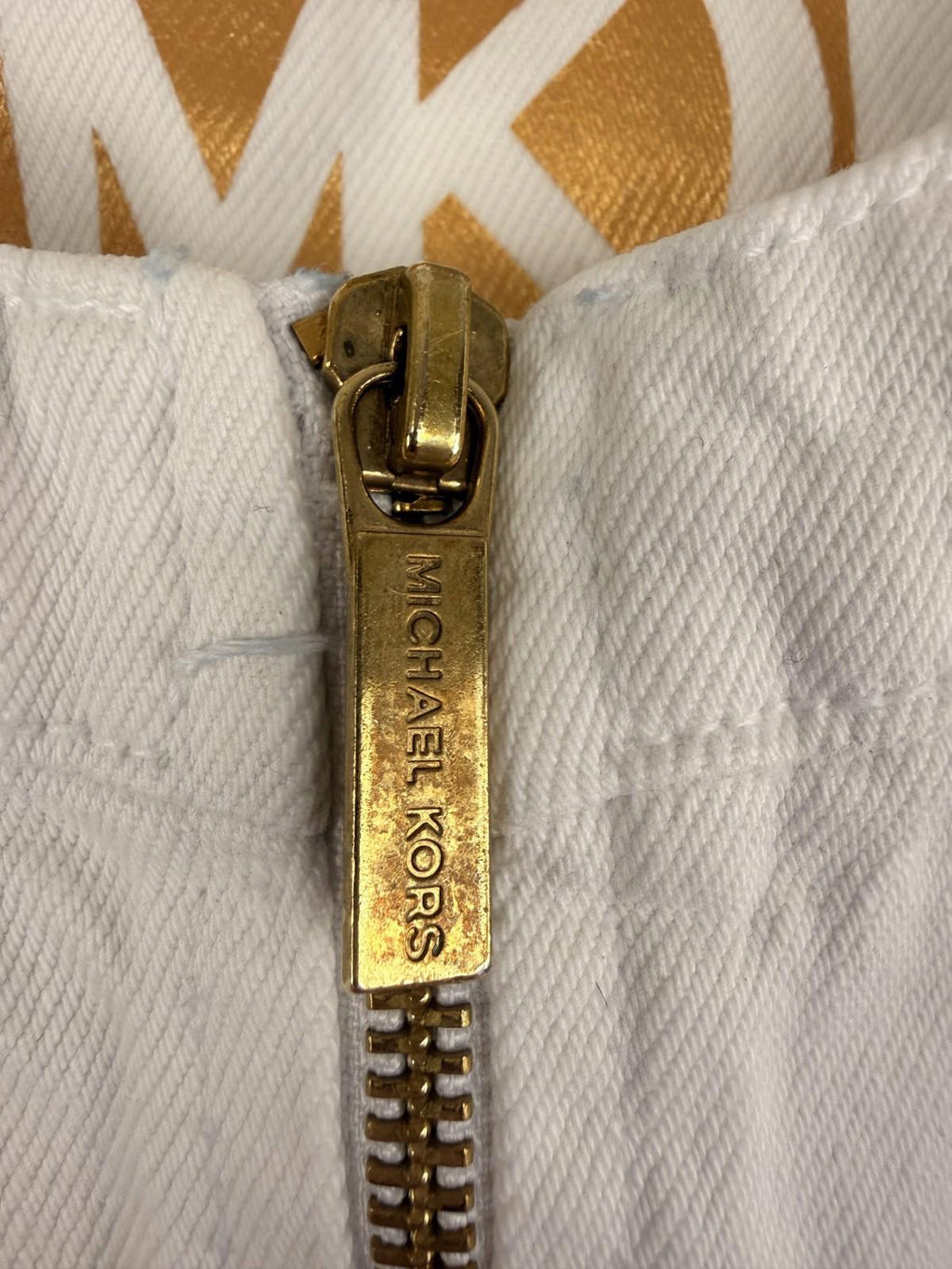 Michael Kors Jacket Womens Sz Large White Cropped Full Zip Denim