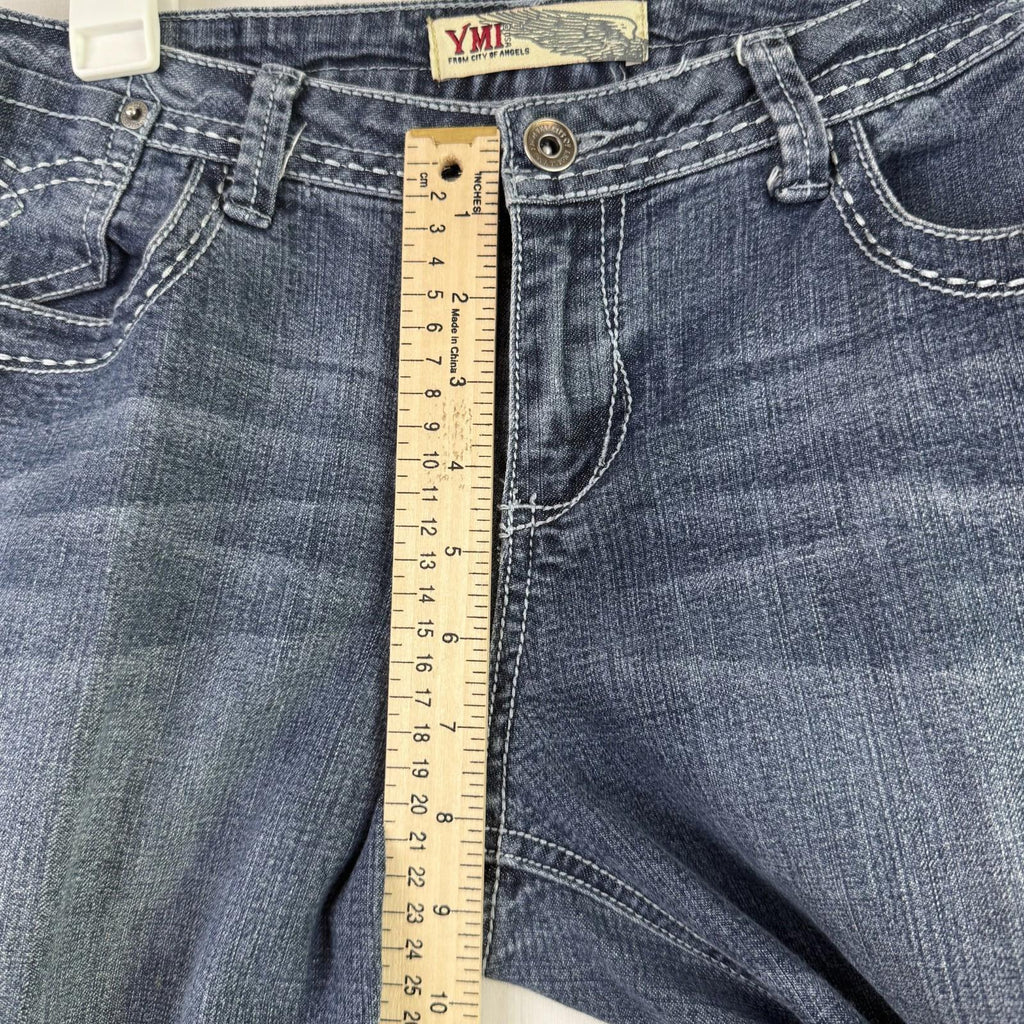 YMI jeans womens size 11 wanna betta butt skinny cropped low rise stretch blue