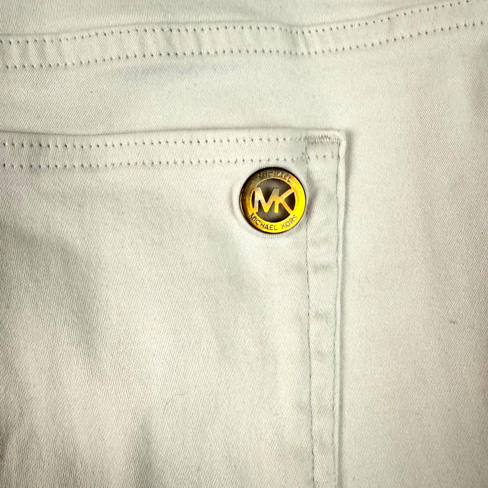 MICHAEL KORS Womens White Izzy Skinny Jeans - Size  Golden Logo