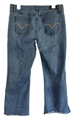 Levis 515 Boot Cut Stretch Blue Jeans Womens Sz 12 Short Raw Hem