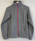 Columbia Jacket Womens Sz XS Gray Pink Accents Full Zip Pockets Fleece Outdoor