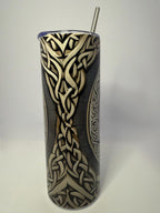 20 oz White Wolf Stainless Steel Tumbler with Lid, Straw