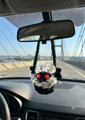 Crocheted Swinging Mothman - Rearview Mirror Decor - 4 inch - Handmade