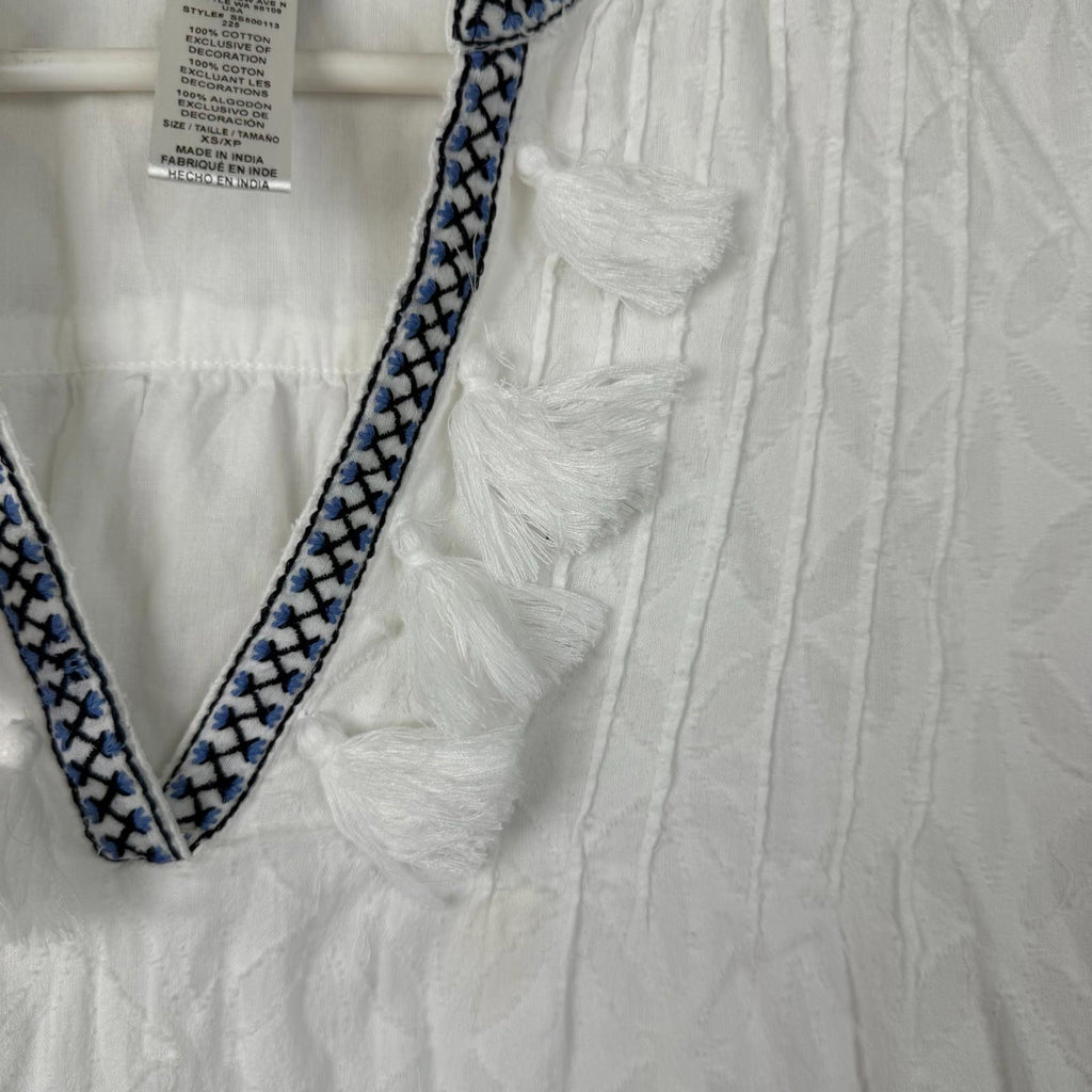 Tommy Bahama Womens Shirt Size XS 100% Cotton Flowy White Embroidered