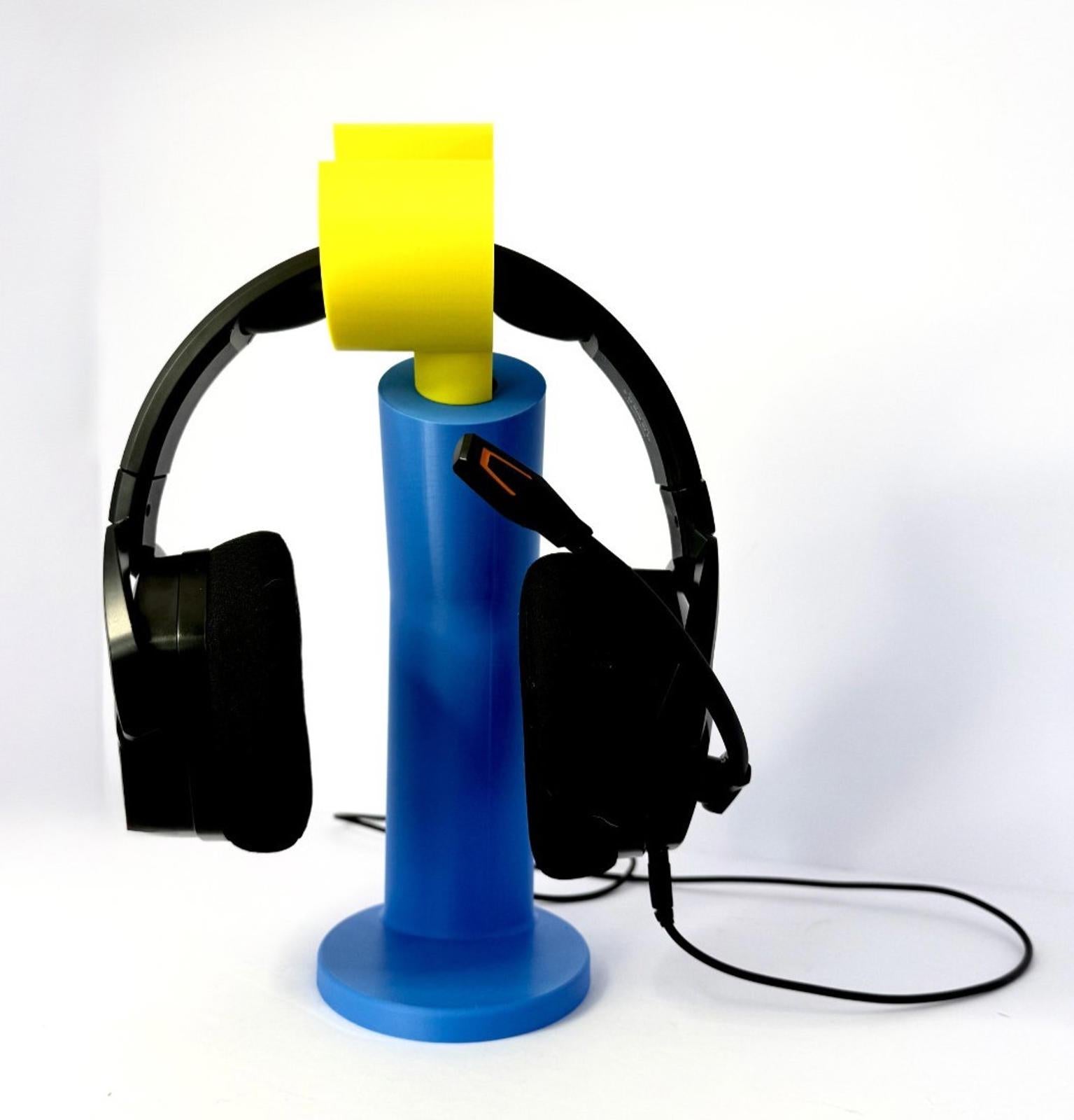 Lego Arm Headphone Stand Holder 3d Printed PLA Gaming Blue and Yellow