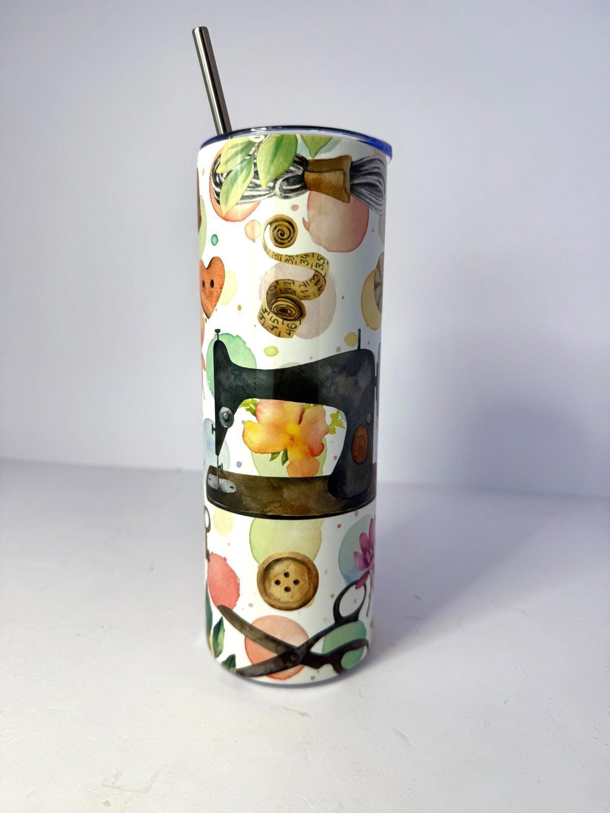 20 oz Artistic Sewing Stainless Steel Tumbler with Lid, Straw