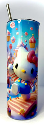 20 oz Hello Kitty Stainless Steel Tumbler with Lid, Straw
