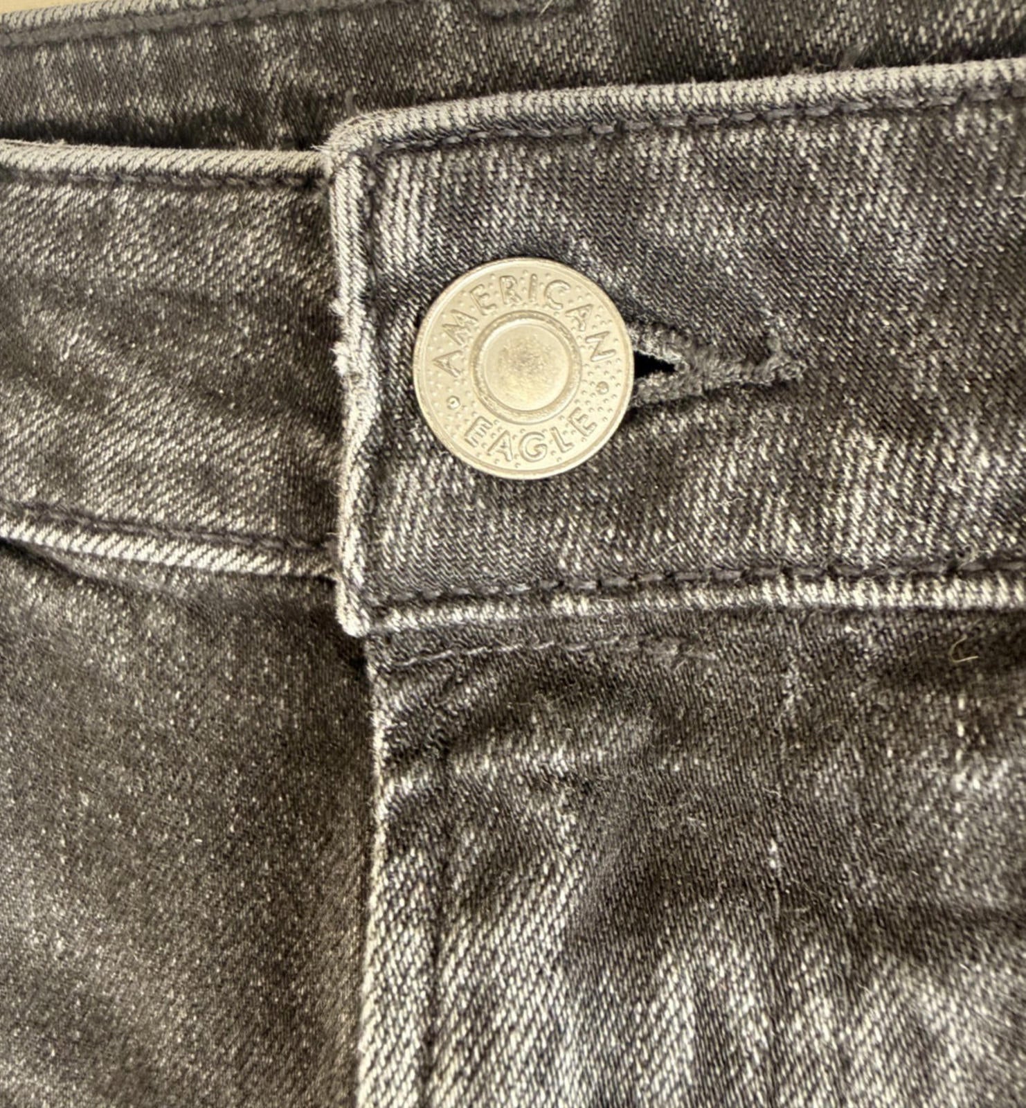 American Eagle Skinny Mens Jeans Air Flex 31x30 Black Distressed Stretch Denim