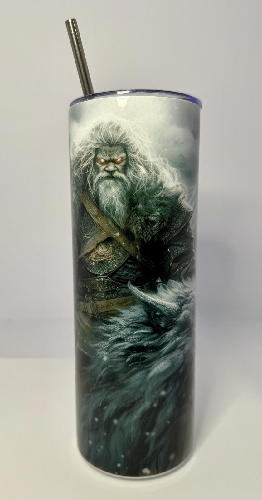 20 oz Viking Wolf Stainless Steel Tumbler with Lid, Straw