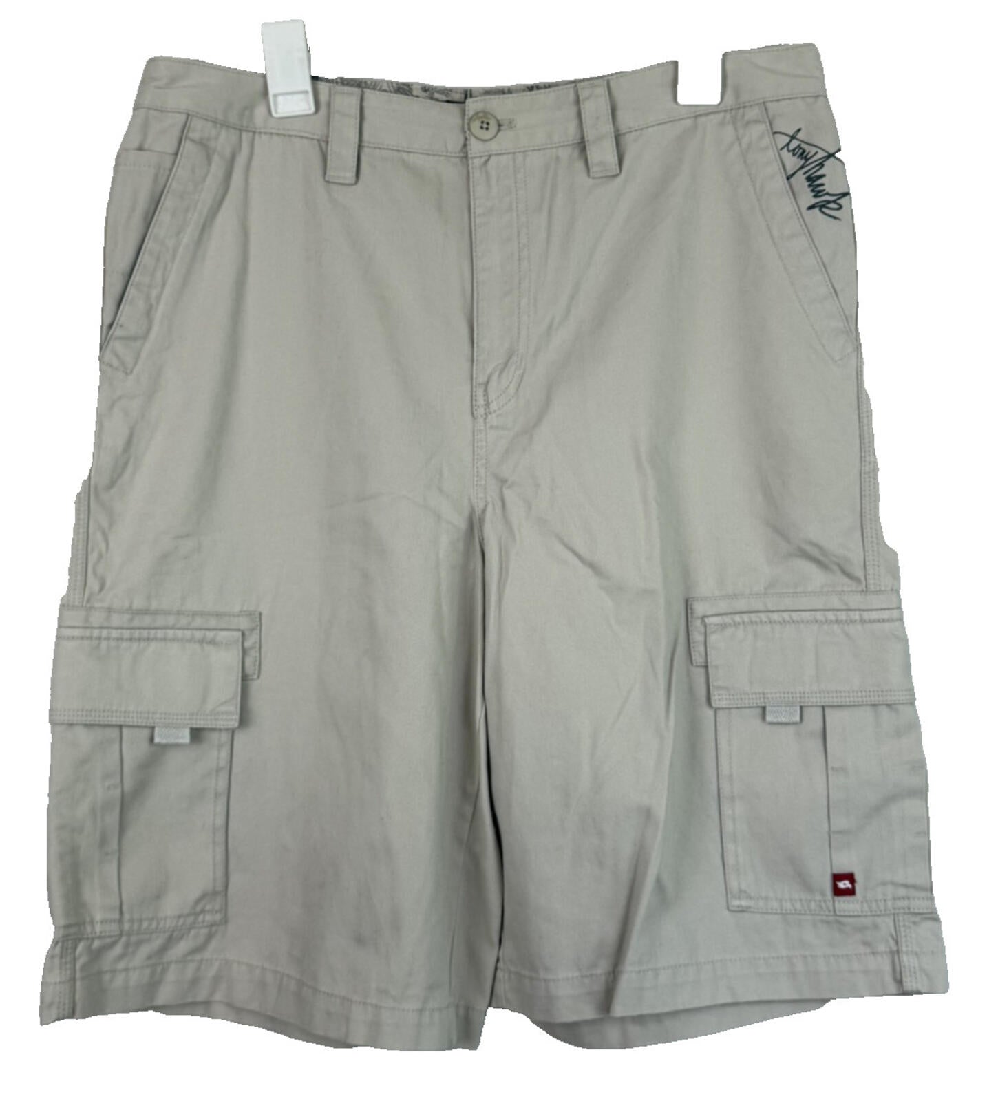 Tony Hawk Mens Size 34 Cargo Shorts Khaki Beige Cotton Skateboarding Utility
