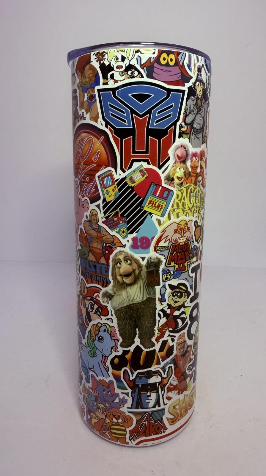 20 oz I Love the 80's  Stainless Steel Tumbler with Lid, Straw