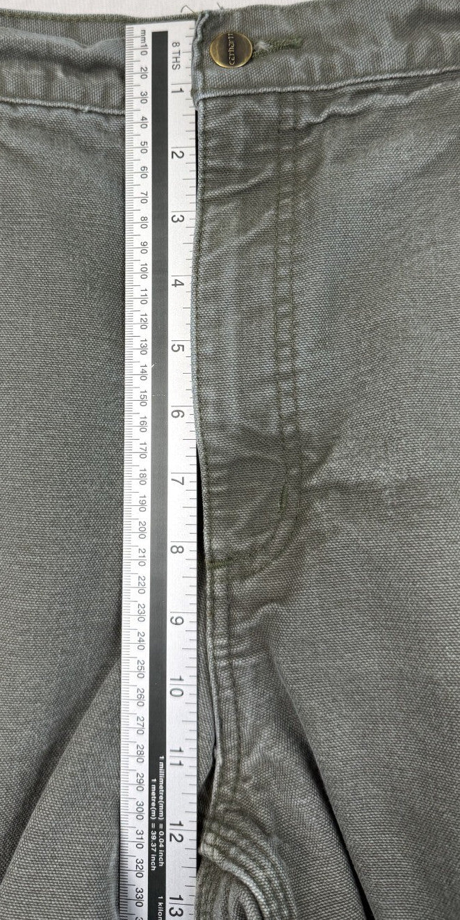 Carhartt Men Flannel Lined Pants 34x30 Loose Fit BN0111-M Green Gray