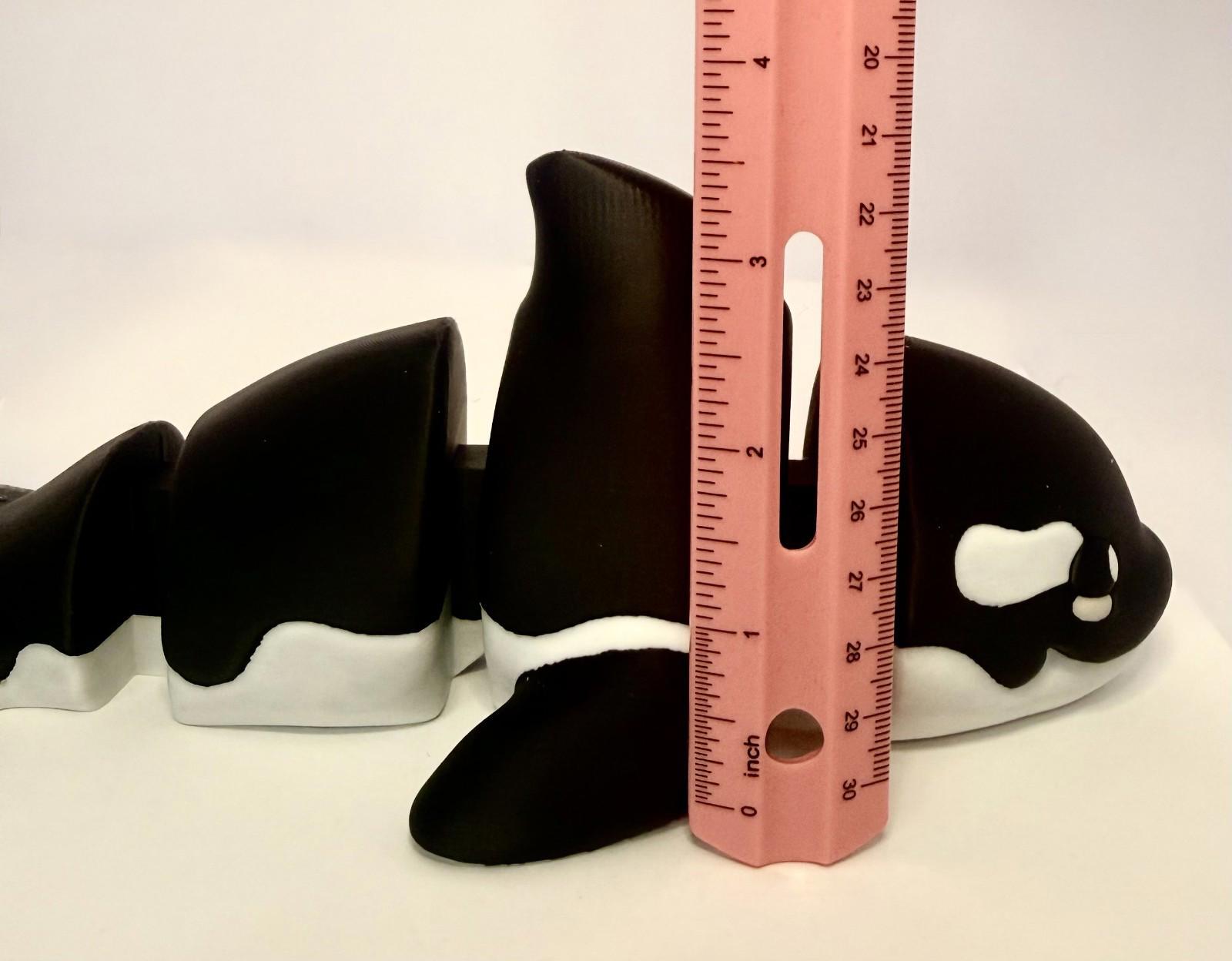 Large 3D Printed Articulated Orca – Flexible Toy Figurine - Black and White
