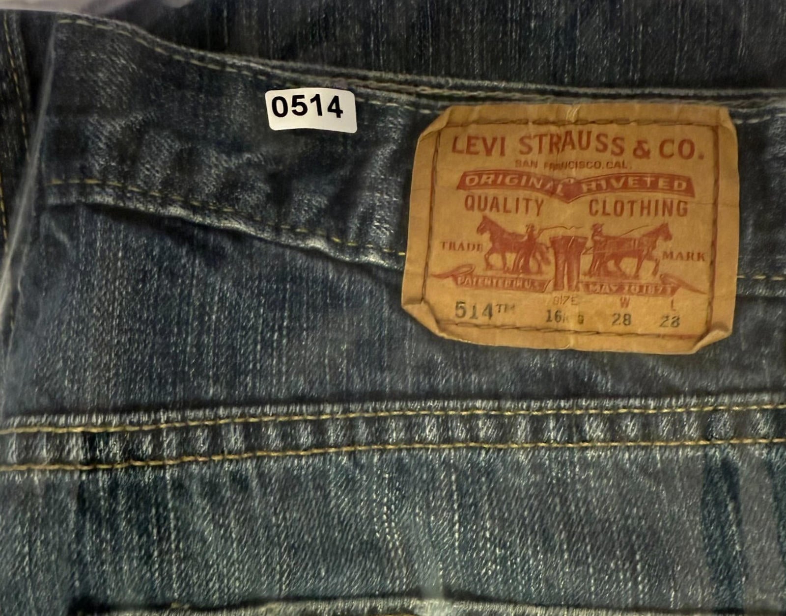 Levi's 514 Youth Boys Jeans Size 16 Reg 28x28 Dark Slim Straight Stretch Blue