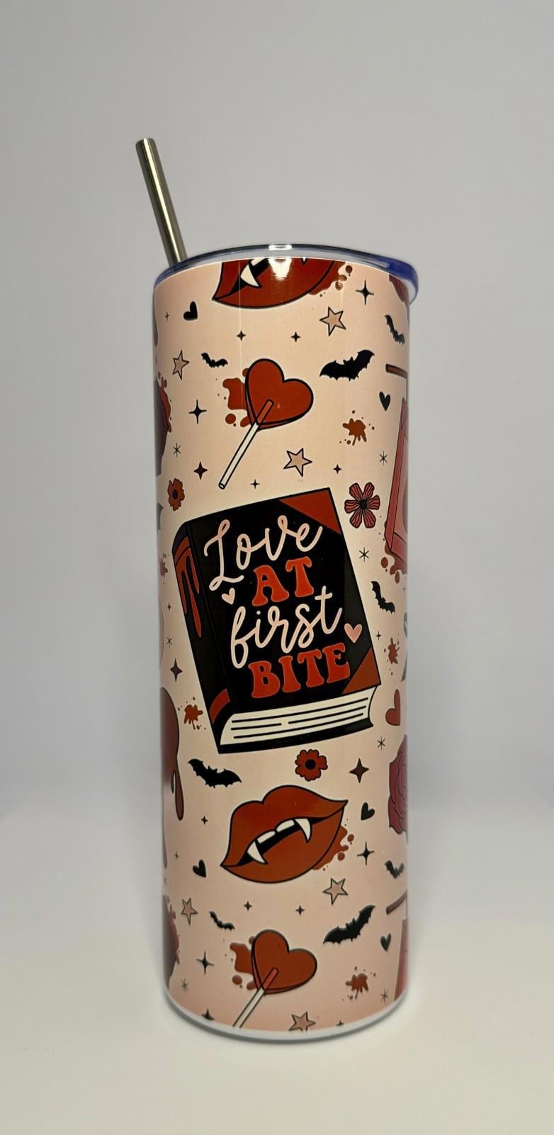 20 oz Love at First Bite Stainless Steel Tumbler with Lid, Straw