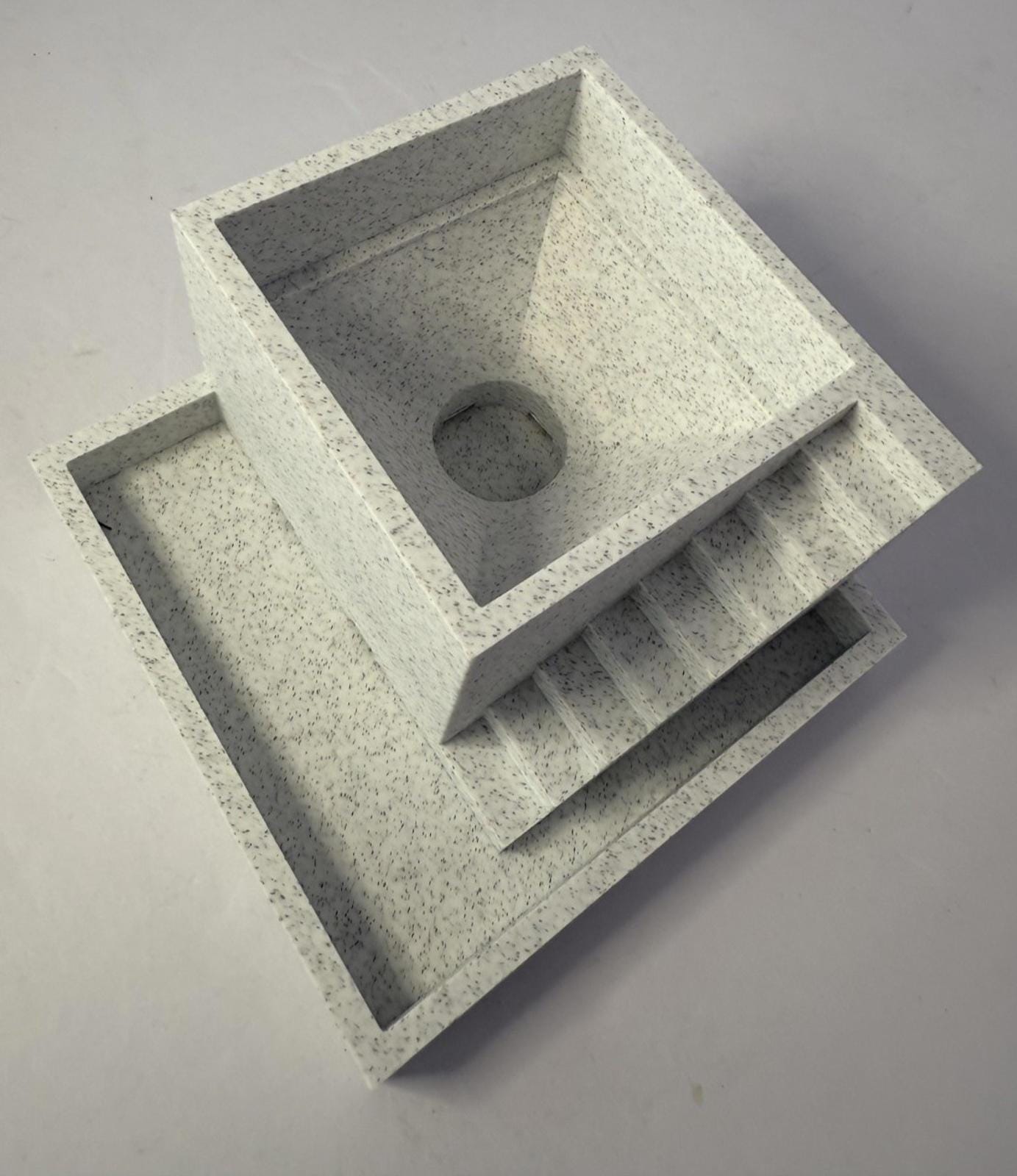 Self Watering Planter with Stairs Stone Look 3D Printed PLA
