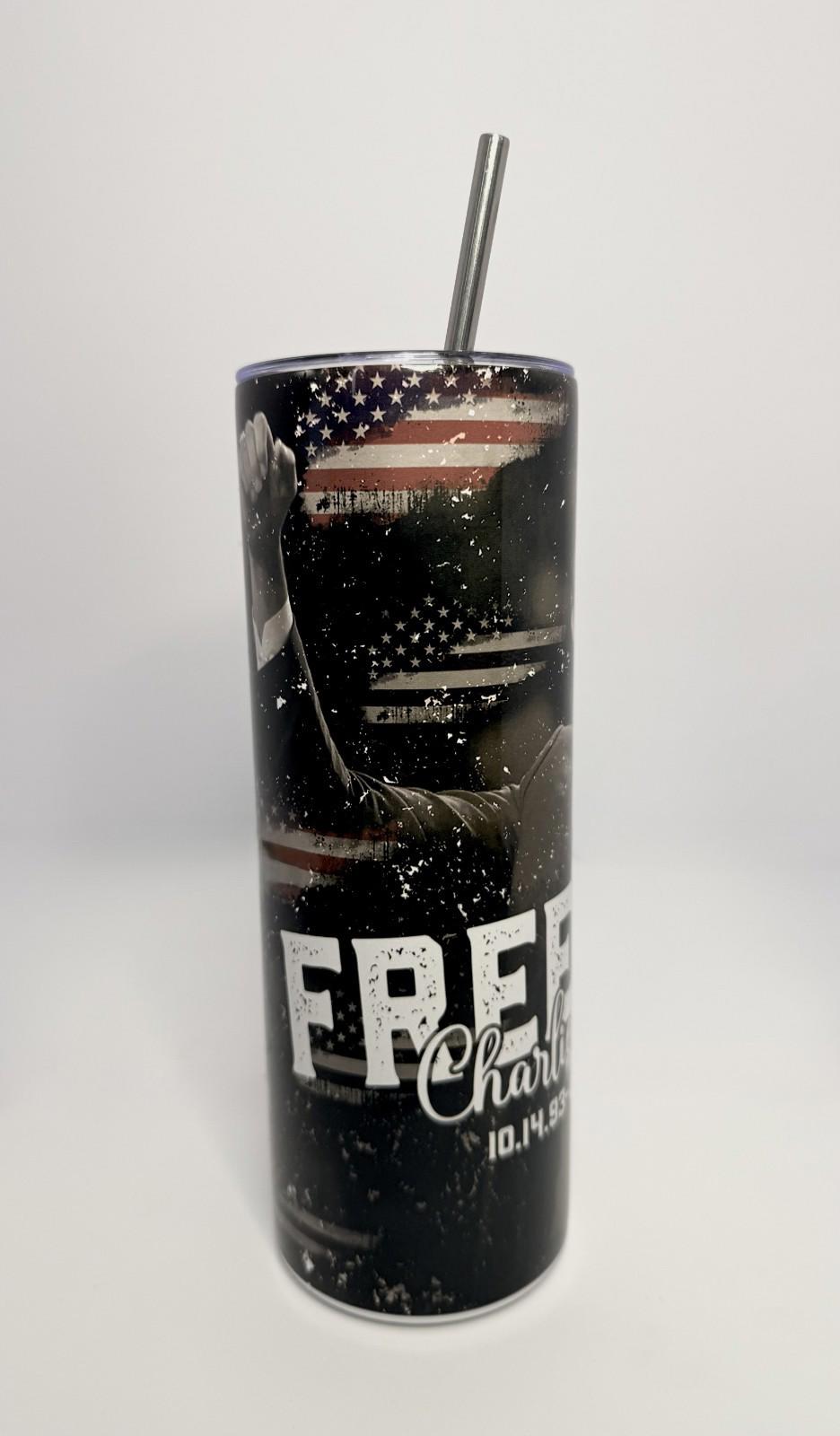 20 oz Charlie Kirk Stainless Steel Tumbler with Lid, Straw