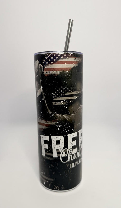 20 oz Charlie Kirk Stainless Steel Tumbler with Lid, Straw