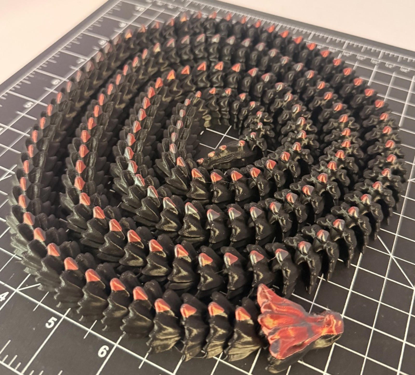 3D Printed LONG Dragon/Snake - PLA - Black and Smoked Red - 5 Feet 4 Inches