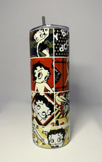 20 oz Betty Boop Squares Stainless Steel Tumbler with Lid, Straw