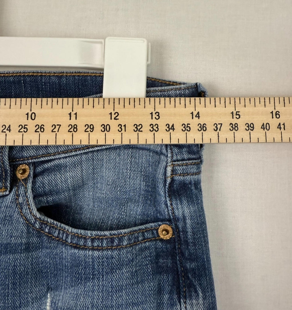 J. Crew Womens Size 26 Skinny Blue Jeans Cotton Blend Stretch Distressed