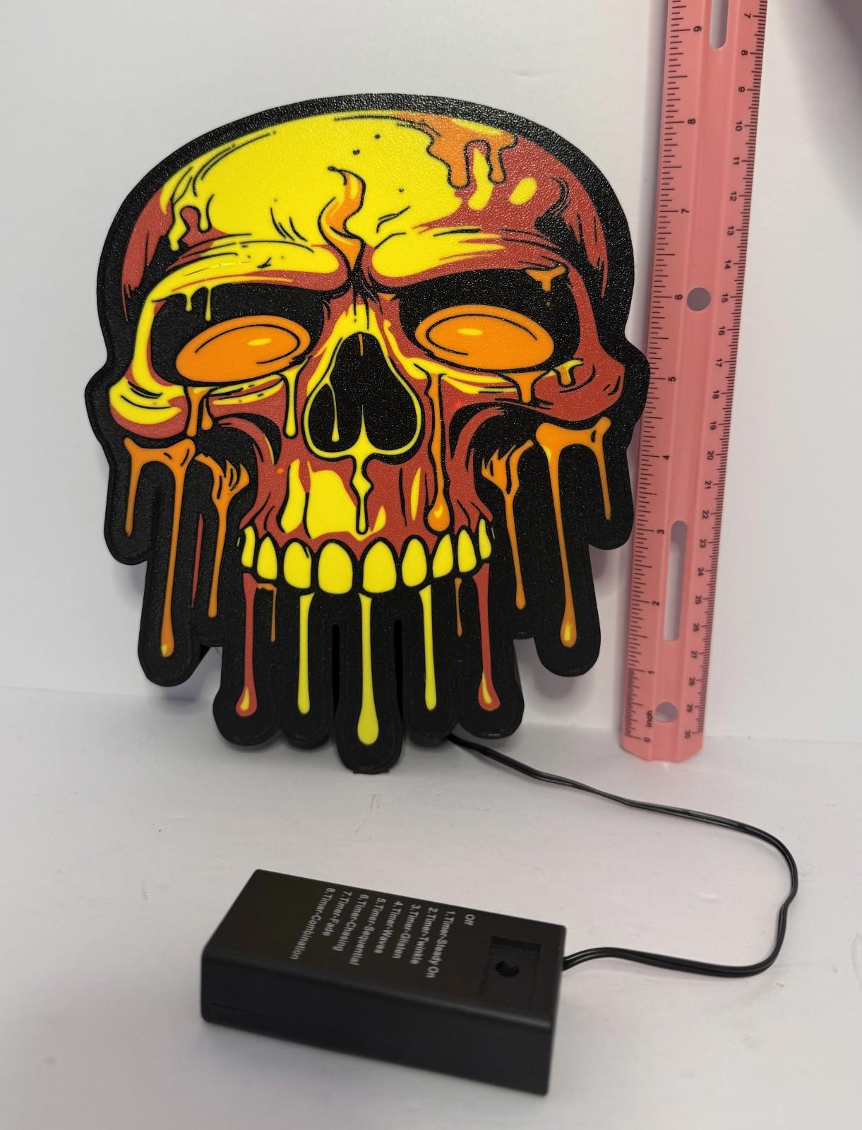 Melting Skull Light Box - 8 1/2 Inch - Multiple Modes - Halloween Horror Scary