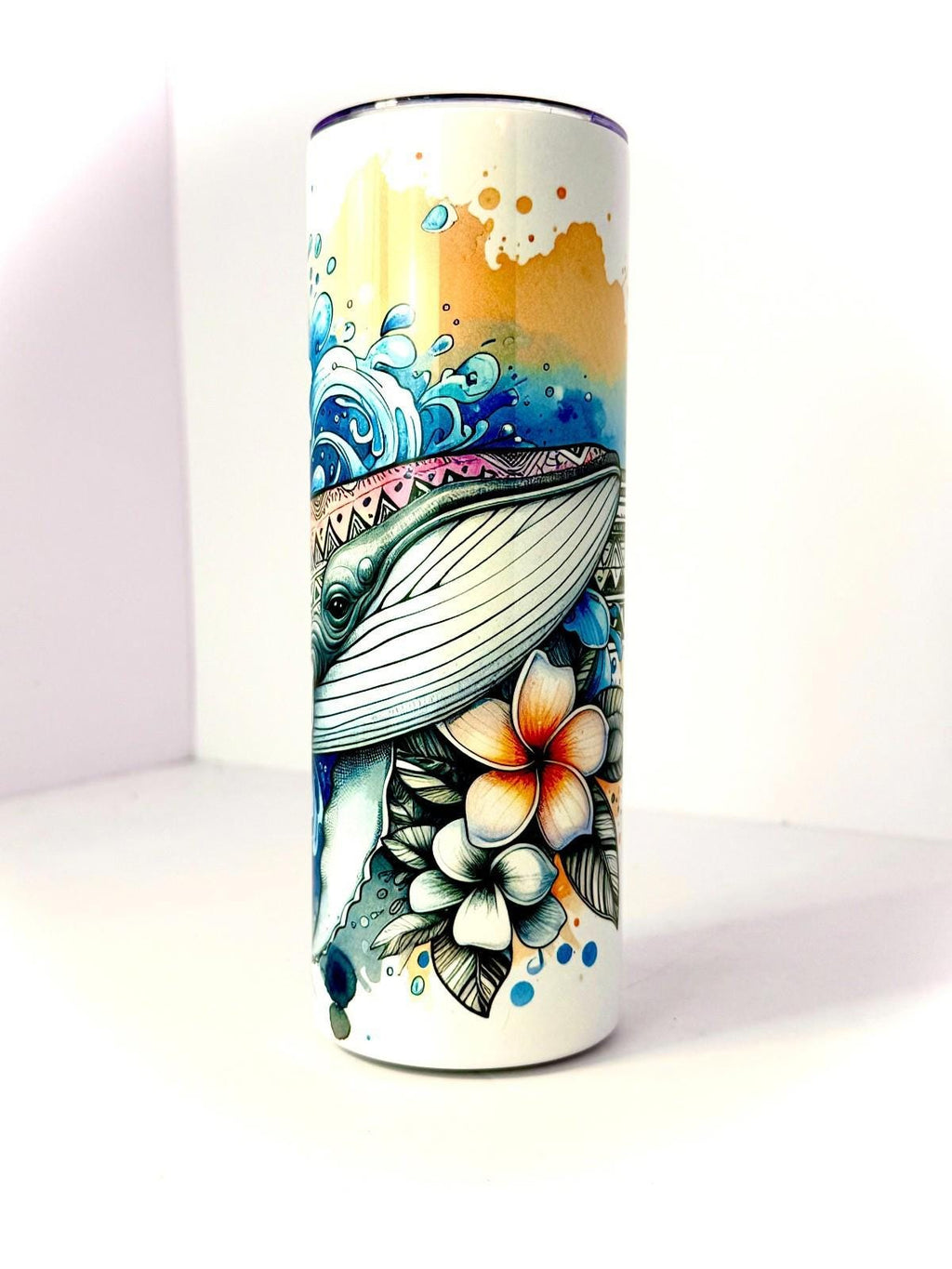 20 oz Whale Stainless Steel Tumbler with Lid, Straw