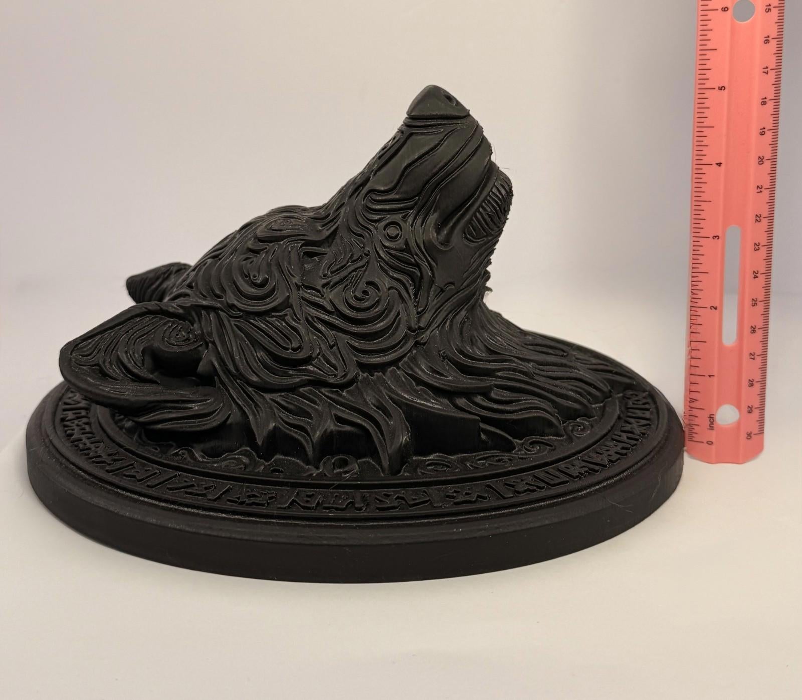 3D Printed Wolf Runes Large Plaque - Black