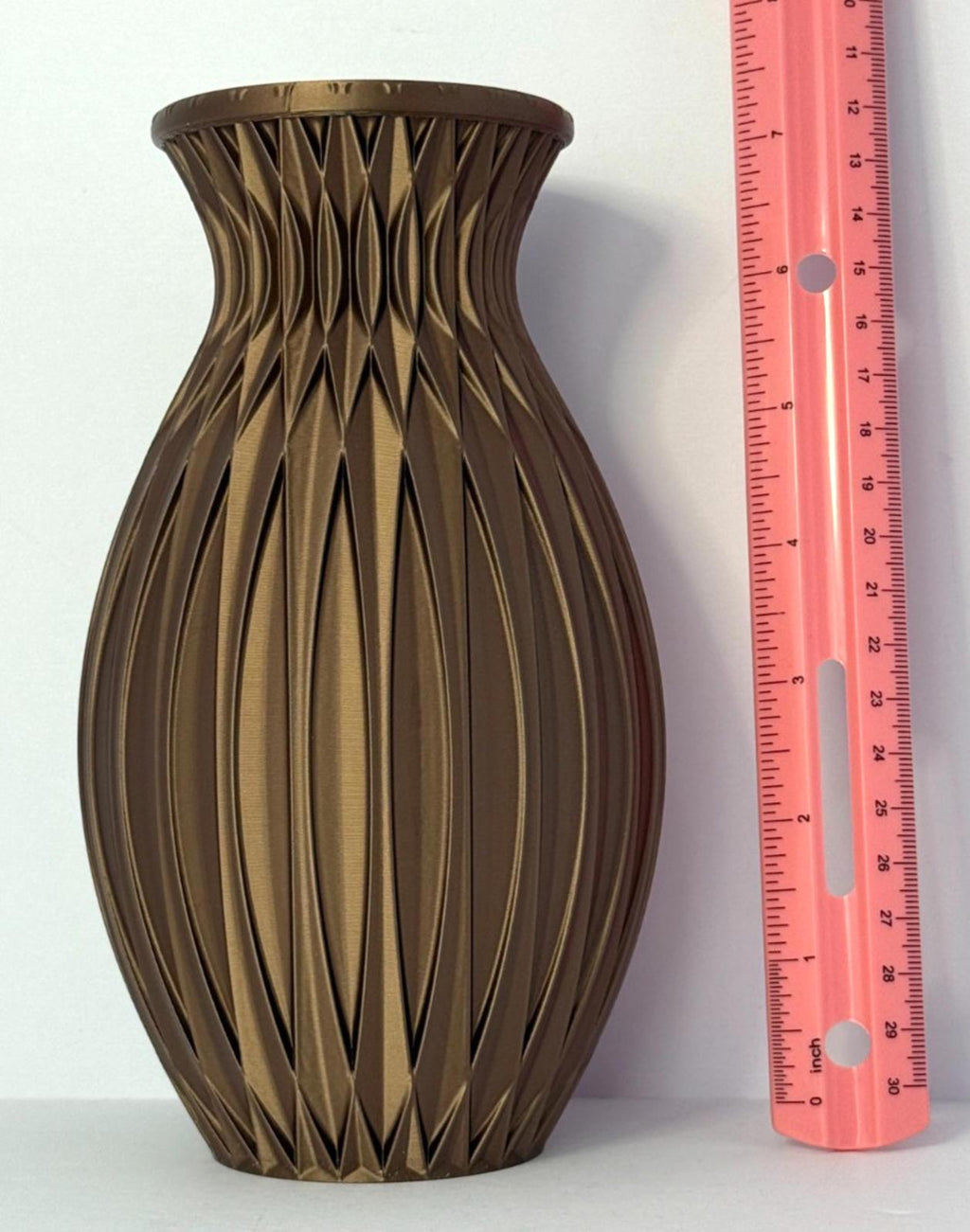 Copper Brown Metallic Vase - 3D Printed in PLA Plastic - 7 inches Tall