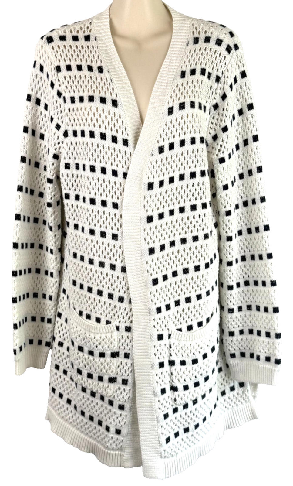 Mia and Tess Womens Cardigan Size L White and Blue