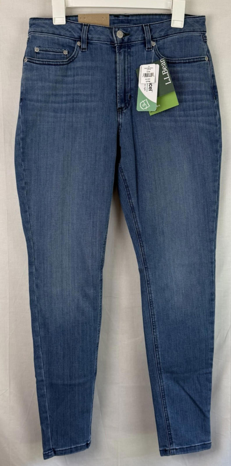 NEW LL Bean Flex Jeans Womens 12 Regular Skinny Mid Rise Stretch Denim 30x30