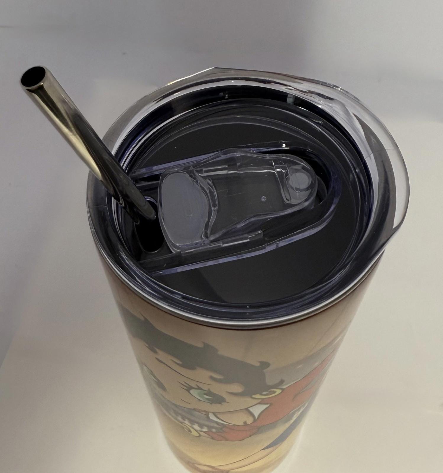 20 oz Bowling Betty Boop Stainless Steel Tumbler with Lid, Straw