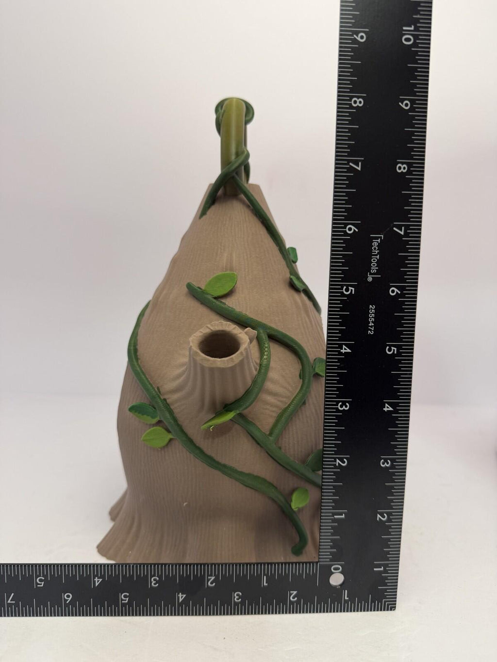3D Printed 8 Inch Stump Bird House - Brown and Green