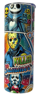 20 oz Killer Summer Vibes Stainless Steel Tumbler with Lid,Straw,CleaningBrush