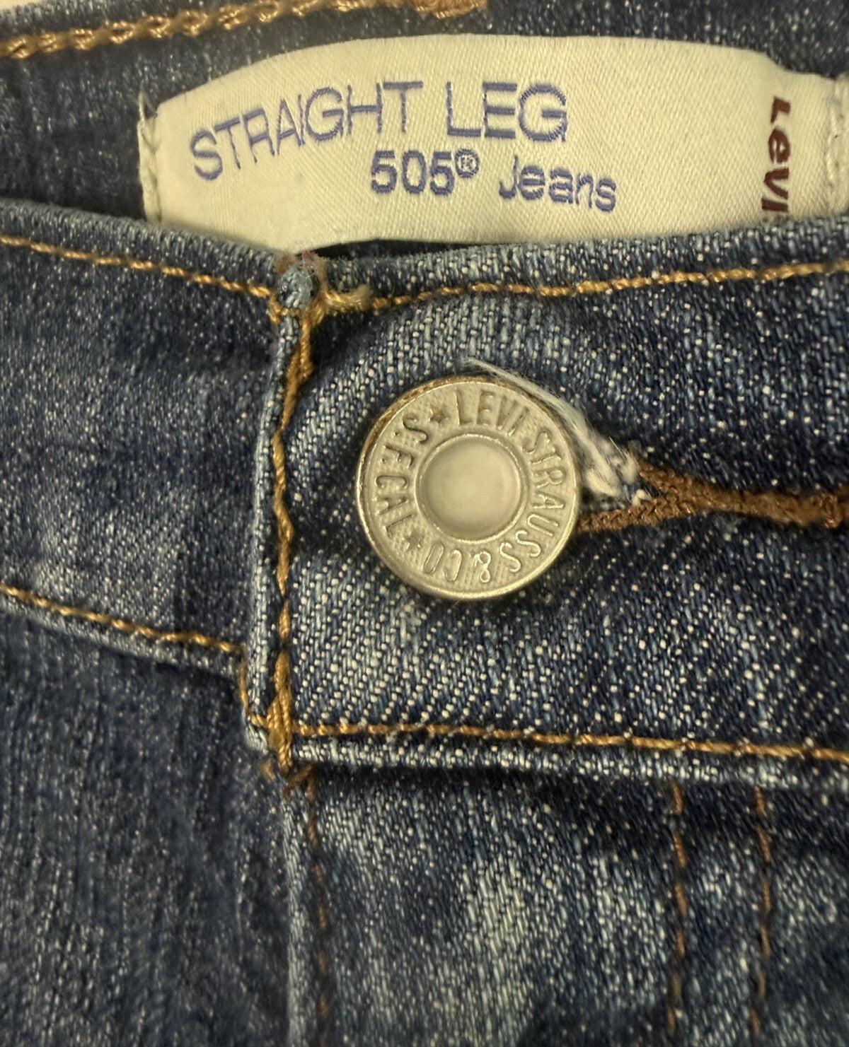 Levis 505 Womens Jeans Straight Leg Size 14 S Short Blue