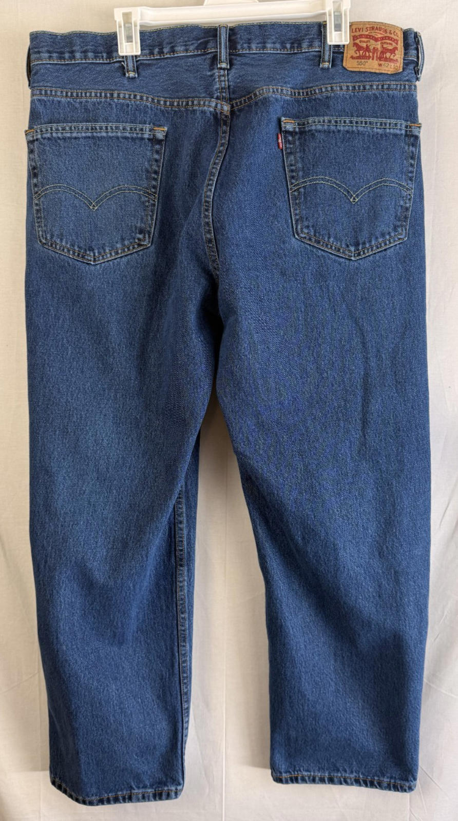Levi's Men's 550 Relaxed Straight Jeans Size 42x30 Blue Cotton Zip Solid