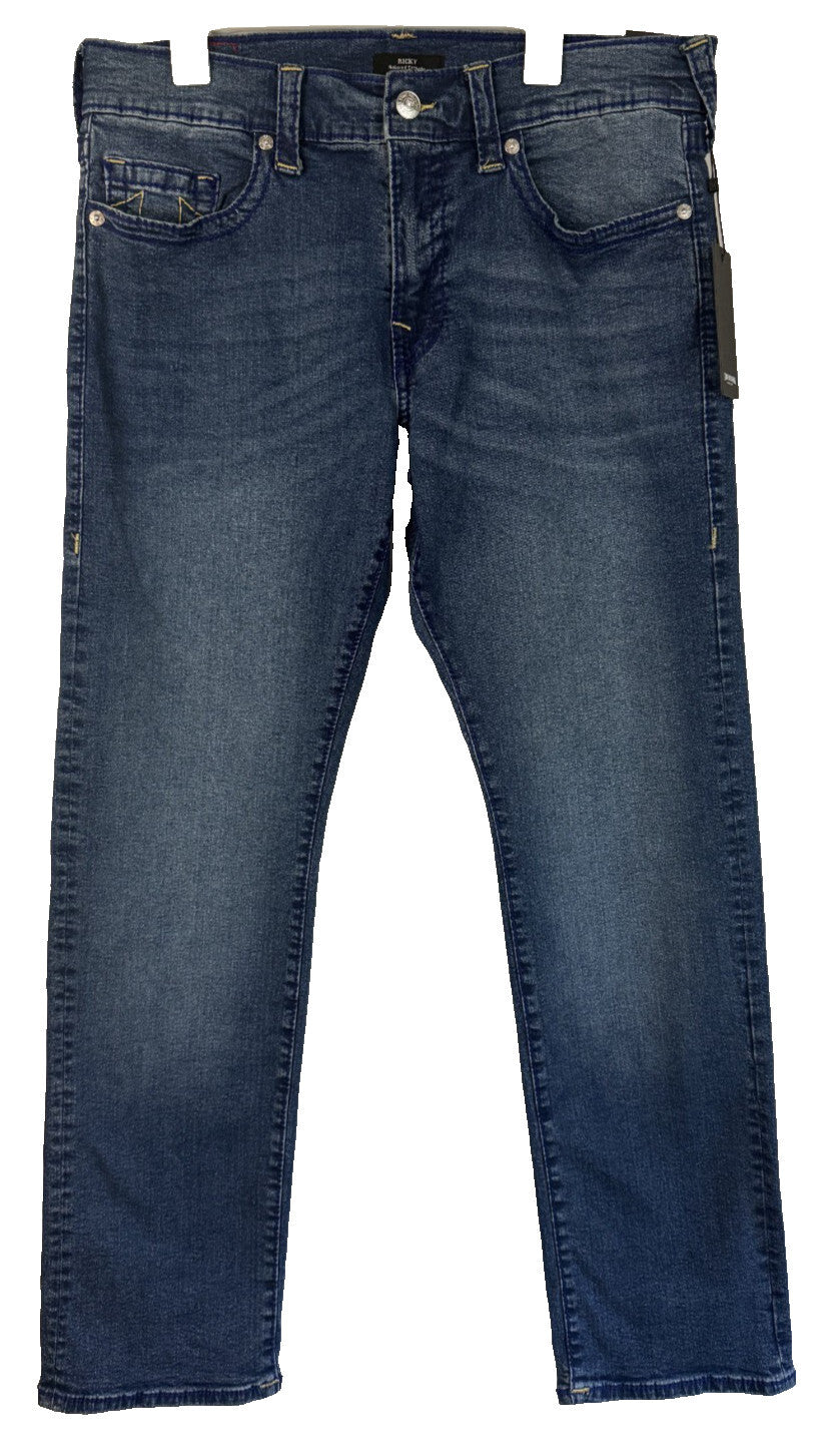 NEW - True Religion Mens Ricky Relaxed Straight Jeans Size 36 x 34