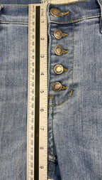 Free People Button Fly Raw Hem Ankle Blue Denim Skinny Jeans Size 28