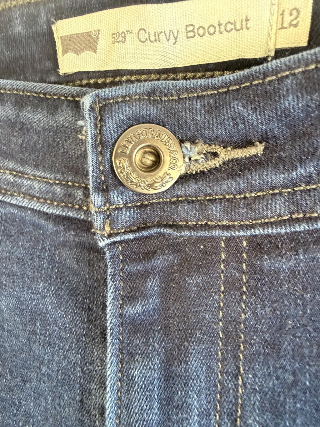 Levis Womens 529 Curvy Bootcut Denim Blue Jeans Size 12L Long Casual Boot Cut