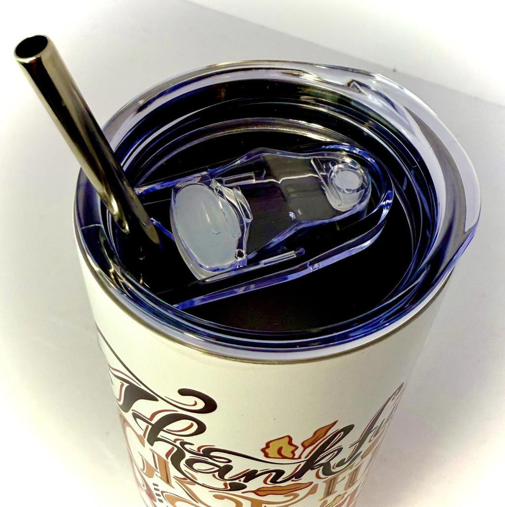 20 oz Thankful, Greatful, Blessed Stainless Steel Tumbler with Lid, Straw Fall