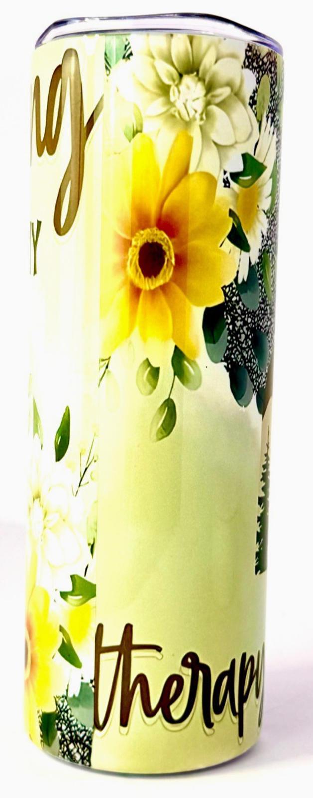 20 oz Camping Therapy Stainless Steel Tumbler with Lid, Straw